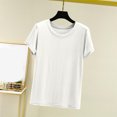thumbnail image 1 of Weiqiqre T-Shirt à Col Rond pour Femme à Manches Courtes Ajusté T-Shirt Mince Uni Haut de Pyjama Pyjama à Manches Courtes, 1 of 8