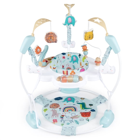 OLAKIDS Centre d'Activités pour Bébé, Centre de Jeu 3 en 1 avec Sauteurs et Sautoirs avec Musique, Lumières, Jouets Interactifs, Siège Pivotant à 360°, 3 Hauteurs Réglables, Jouets d'Apprentissage Exersaucer pour Bébé de 6 à 12 Mois