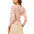thumbnail image 3 of INSPIRE CHIC Women's Floral Lace Cardigans Tie Front Ruffled Hem Sheer Crop Bolero Shrug XS Pink, 3 of 8