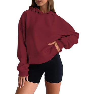 Aocisk Chandail à Capuchon pour Femmes Décontracté à Capuche Doux Confortable à Enfiler pour Tous les Jours Loungewear de Base Léger Bourgogne TP