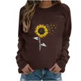 thumbnail image 1 of HKEJIAOI Chandail Graphique Tournesol Femme Manches Longues T-Shirt Décontracté Col Rond chandail Ample, c-Brun m, 1 of 4