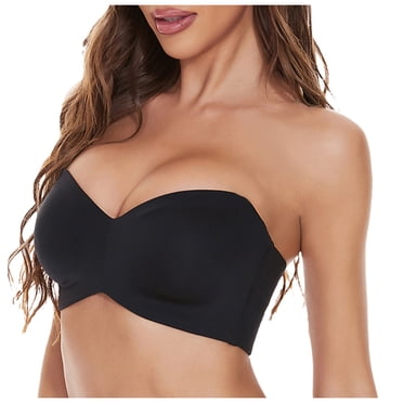 TACILIP Strapless Bras for Women Push Up Bandeau Bra Support Seamless Bralettes Convertible Straps Cup E