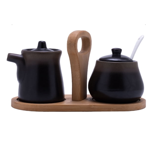 Qeeadeea Cream And Sugar Set For Coffee Bar, Creamer And Sugar Sets, Sugar Bowl And Creamer Set, Gradient Coffee Serving Set-retro matte-Milk jug and sugar jar
