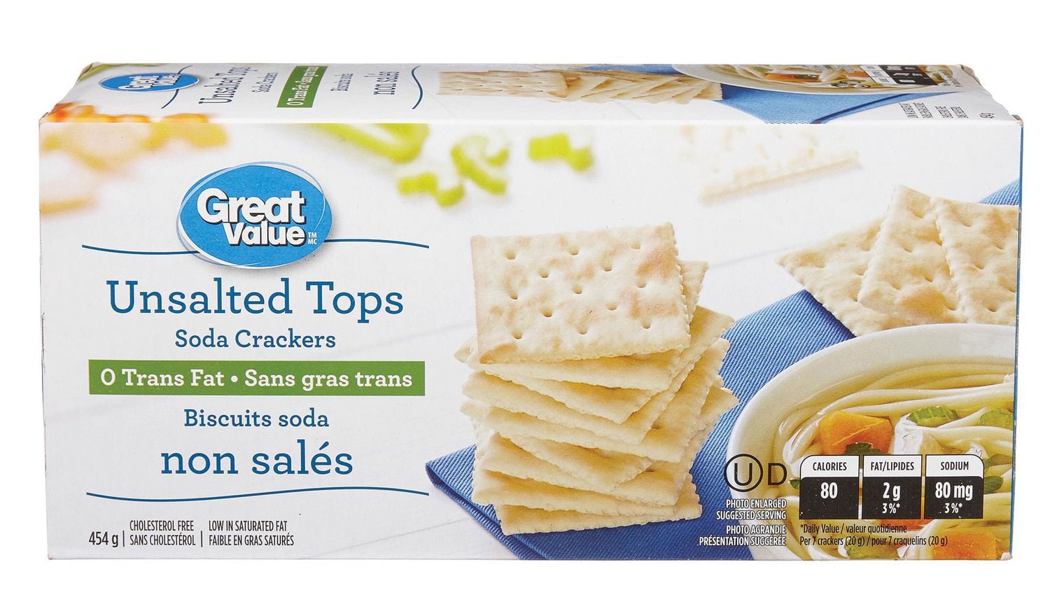 Great Value Unsalted Tops Soda Crackers