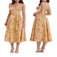thumbnail image 4 of Femmes Été Robe Sans Manches Spaghetti Sangle Côté Fente V Cou Midi Robes Moulantes, 4 of 5