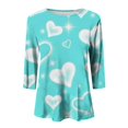 thumbnail image 3 of Chandails de la Saint-Valentin pour Femmes Tendance 2025 Mignon Imprimé Cœur d'Amour Tuniques Hauts Grande Taille Décontracté Été Manches 3/4 Chemisiers Col Rond pour Femmes Décontracté Saint-Valentin Imprimé Amour T-Shirt Manches Trois Quarts, 3 of 3