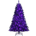 thumbnail image 1 of Costway 6ft Pre-lit PVC Christmas Halloween Tree Black w/ 250 Purple LED Lights, 1 of 10