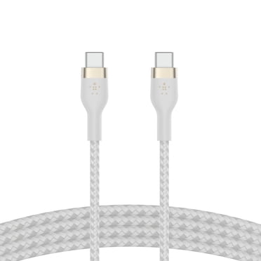 Belkin BoostCharge Pro Flex USB-C to USB-C Cable - (6.6ft/2M) USB-IF Certified USB Type-C Cable and cable organizer, compatible with Galaxy S23, S22, Note10/9, Pixel 7/6, iPad Pro, laptop & More White
