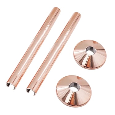 LEFU 2 Pcs 15x200mm Couvre-Tuyaux de Chauffage Or Rose et 2 Pcs Manchons de Protection de Radiateur Colliers de Tuyau Anthracite à Clipser Couvre-Tuyaux de Gaz et d'Eau pour Tout Tuyau dans la Maison, la Cuisine, la Pièce, le Bureau, la Toilette