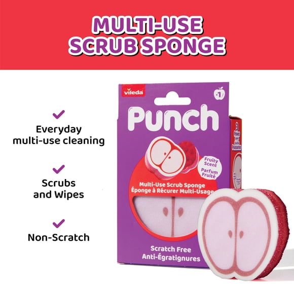 Vileda Punch Éponge à récurer multi-usage, pomme