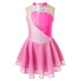 thumbnail image 4 of Oyolan Robe de Patinage Artistique Sans Manches à Paillettes en Maille Florale pour Filles Enfants Rose 16, 4 of 7