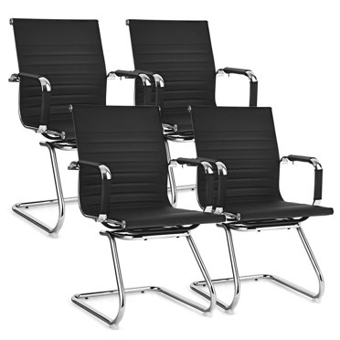 Giantex Chaise de Conférence, Chaise de Bureau en Cuir PU Robuste, (4)
