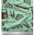thumbnail image 1 of Soimoi Tissu Crêpe polyester Rouleau, Imprimé Pain de Blé & Sandwich 1 Yard 52 Pouces de Large, 1 of 3