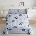 thumbnail image 2 of Erosebridal Blue Cartoon Anchor Bedding Full Comforter Set, Geometric Line Down Comforter, Sailboat Decor, 3-piece, 2 of 7