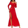 thumbnail image 2 of EGNMCR Robes de Soirée pour Femmes, Robes Formelles pour Femmes, Robes de Cocktail pour Femmes à Manches Longues Robe à Col en V Mode Femmes Robe Longue à Manches Longues Sans Bretelles Dos Nu en Dentelle Robe de Soirée Longue Femmes Robe, 2 of 8