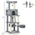 thumbnail image 2 of CoSoTower 55" Cat Tree for Indoor Cats, Cat Tower, Kitty Activity Center with Cat Bed Ramp Condo Hammocks Hanging Ball Toys Sisal Rope Scratching Post, Grey, 2 of 7