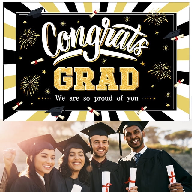 ⚡ Big Sale ! EXtraLarge Congrats Grad Banner 180x110 Cm | Graduation Party Decorations 2023 Black And Gold | Graduation Banner 2023 | Graduation Decorations Class Of 2023 | Red 2023 Graduatio