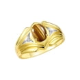 thumbnail image 4 of RYLOS Men's Rings Yellow Gold Plated Silver Rings Classic Designer Style 9X7MM Gemstone & Diamond Ring Tiger Eye November Birthstone Rings For Men Size 9, 4 of 7