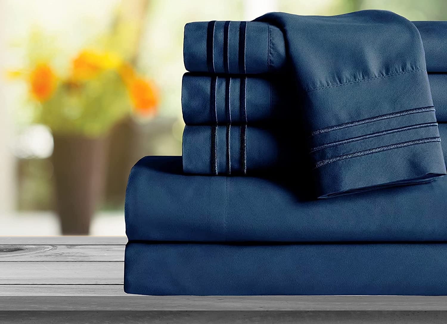 Mocassi 1800 Series Sheet Set 6 Pieces Deep PocketSplit King Navy Blue