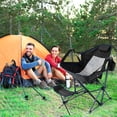thumbnail image 4 of Gymax 2 Pcs Hamac Chaise de Camping avec Repose-Pieds Rétractable et Sac de Transport pour le Camping Noir, 4 of 10