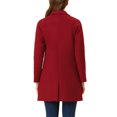 thumbnail image 3 of Allegra K Manteau Mi-Long à Manches Longues Raglan à Revers Croisé pour Femme TP Rouge Foncé, 3 of 7