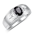thumbnail image 3 of RYLOS Men's Rings Sterling Silver Classic 8X6MM Oval Gemstone &  Diamond Ring Onyx October Birthstone Rings For Man Silver Rings Size 10, 3 of 7