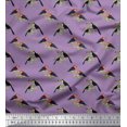 thumbnail image 1 of Soimoi Purple Rayon Fabric Leaves,American Robin & Toucan Bird Decor Fabric Printed BTY 56 Inch Wide, 1 of 3