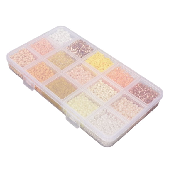 Craft Seed Beads, Glass Seed Beads Plastic Box Packaging For Headwear Light Green,Blue,Yellow,Light Purple