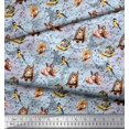 thumbnail image 2 of Soimoi Poly Georgette Fabric Owl,Squirrel & Rabbit Animal Print Fabric by Yard 52 Inch Wide, 2 of 3