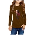 thumbnail image 1 of RXIRUCGD Chemises à Manches Longues pour Filles, Col Rond Mignon, Blouses Décontractées Élégantes (Marron, Taille : 5 Ans), 1 of 5
