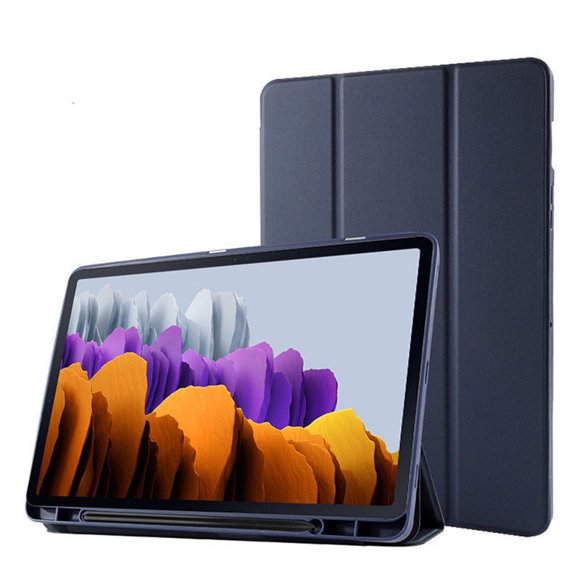 Foldable Case For Samsung Galaxy Tab S8/S7 11 incn for S6 Lite 10.4 2022 S7 Plus S7 FE S8 Plus 12.4 With Pen Holder Tablet Cover Dark blue S8 Plus 12.4inch