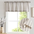 thumbnail image 1 of CURTAINKING Kitchen Valance Stripe Pattern Farmhouse Window Valance 16 inch Linen Window Treatment for Bathroom Rod Pocket 1 Panel Grey, 1 of 7