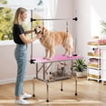 thumbnail image 2 of PawHut Table de Toilettage pour Chien Réglable avec 2 Élingues de Sécurité, Rose, 2 of 10