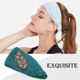 thumbnail image 5 of fastboy Crochet Headbands Winter Leaves Pattern with Rhinestones Elastic Head Protector Wide Warm Chunky Hair Accessories for Girls Post Green, 5 of 5