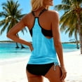 thumbnail image 4 of Moxiu Women's Two Piece Tankini Bathing Suits T-Back Top Ruched Padded Modest Swim Shorts Summer Basic Swimwear Sky Blue,L, 4 of 5
