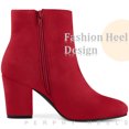 thumbnail image 4 of Unique Bargains Bottines à Talons Hauts Épais à Bout Rond pour Femme Rouge (Taille 7), 4 of 6