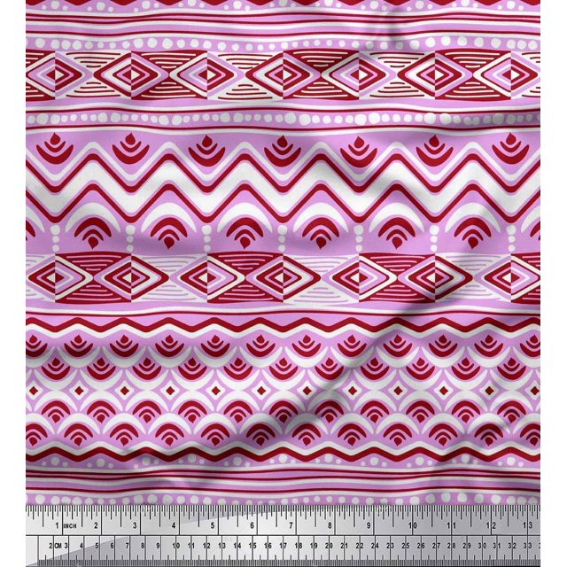 Soimoi Cotton Voile Fabric Aztec Geometric Print Fabric by Yard 42 Inch Wide