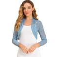 thumbnail image 3 of INSPIRE CHIC Cardigan Court Ouvert à l'Avant à Manches Longues en Dentelle Florale Transparente pour Femme, 3 of 6