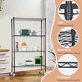thumbnail image 4 of 4-Tier Adjustable Nsf-Certified Metal Shelf 36L X 14W X 62H Wire Shelving Unit Storage With Wheel For Small Places Restaurant Garage Pantry Kitchen Garage Rack Black, 4 of 7
