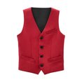 thumbnail image 2 of XASZHN Gilet de Costume Formel à 4 Boutons pour Garçon Rouge_004 7-8 Ans, 2 of 4