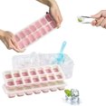 thumbnail image 1 of Meitianfacai Ice Cube Trays Silicone Ice Cube Trays with Removable Lid, Easy-Release Flexible 14-Cube Ice Trays, BPA Free, Stackable Ice Trays with Covers for Cocktail, Freezer, Pink, 1 of 6