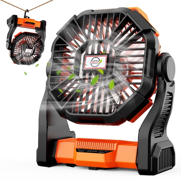 Portable Fan Rechargeable, Fimilo Cordless Battery Powered Fan with LED Light & Hook, Small Table Fan, USB Battery Operated Fans for Travel Bedroom Home Camping Tent Office