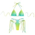 thumbnail image 1 of Maillots de Bain Trois Pièces pour Femmes, Bikini Triangle à Dos Nu Imprimé avec Paréo, 1 of 4