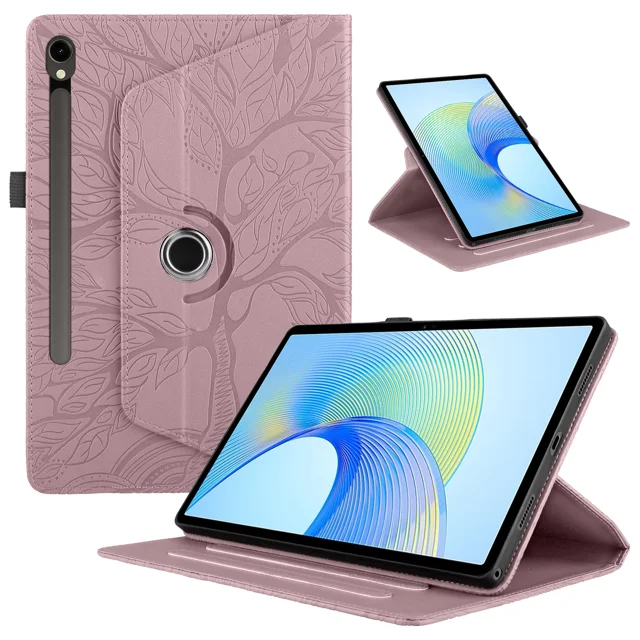 360 Rotation Cover For Samsung Galaxy Tab S9 FE Case 10.9 inch 2023 Tree Embossed Case Funda For Galaxy Tab S9 FE Tablet Cover rose gold Tab S9 FE 10.9 inch