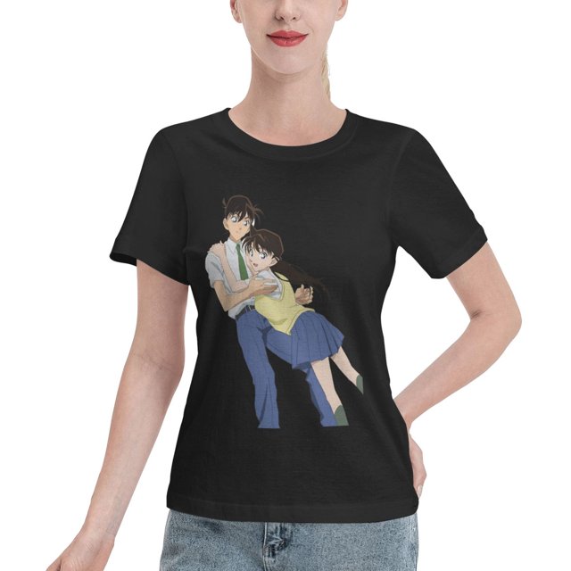 T-Shirt Basique à Manches Courtes pour Femmes Conan et Xiaolan