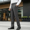 thumbnail image 1 of Ceisia Men's Solid Color Slim Straight Leg Wool-Like Dress Pants for Business Commute Dark Gray XXXL Gifts, 1 of 9