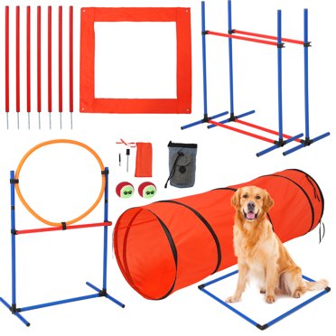 Ensemble d'Entraînement pour Chien – 12 Cônes & 6 Obstacles Réglables avec Sac de Transport, Parcours d'Obstacles Professionnel pour Petits/grands Chiens – Utilisation Intérieure & Extérieure