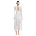 thumbnail image 2 of TTAO Costumes de Danse Lyrique pour Femmes Robe Longue Maxi Fluide à Manches Longues en Maille Tulle Blanche m, 2 of 6