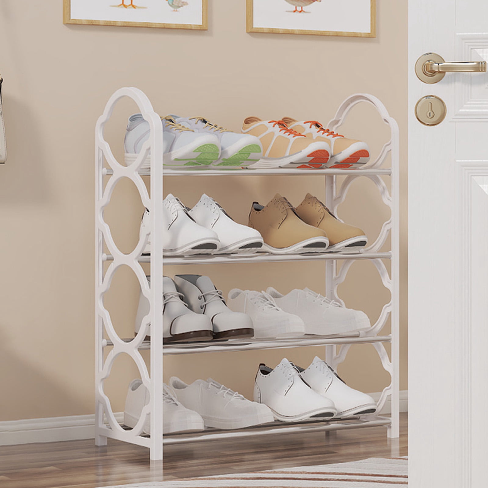 Ratfeit 4-Tier Metal Shoe Rack for Closet, 16.3x7.3x21.5" Shoe Rack for Small Space, Small Shoe Organizer for Front Door, Sturdy Metal