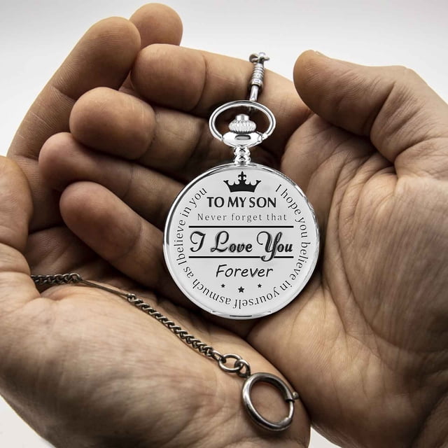 EGNMCR TO, MY SON I You Forever Fashion Lettering Commemorative Waist Chain Pocket Watch pocket watch